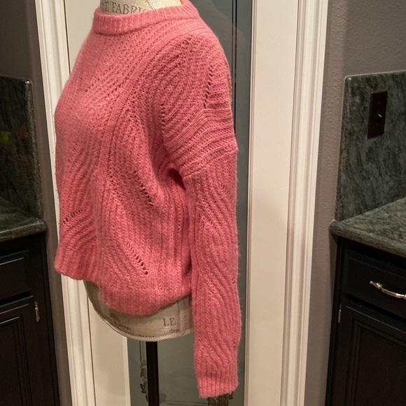 Madewell Open Knit Barbiecore Pink Sweater size Small - Picture 3 of 6